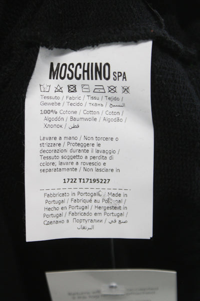 Moschino Couture Mens Pullover Hoodie Black Cotton Graphic Size L