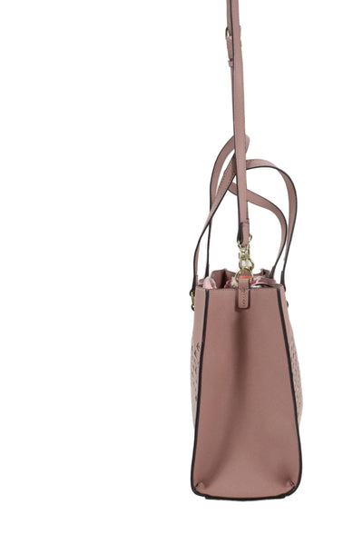 Trina Trina Turk Womens Leather Diamond Laser Cut Shoulder Handbag Pink