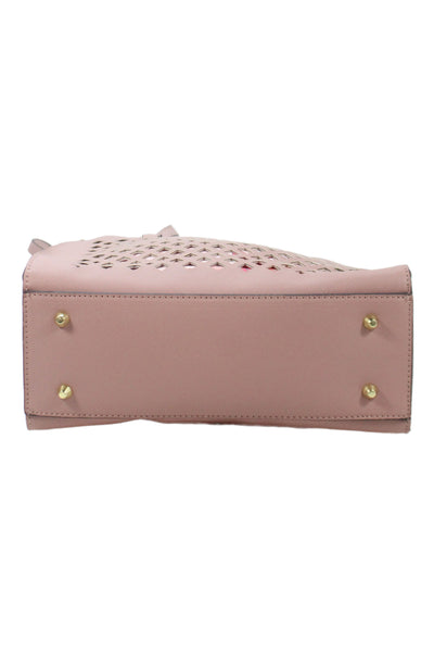 Trina Trina Turk Womens Leather Diamond Laser Cut Shoulder Handbag Pink