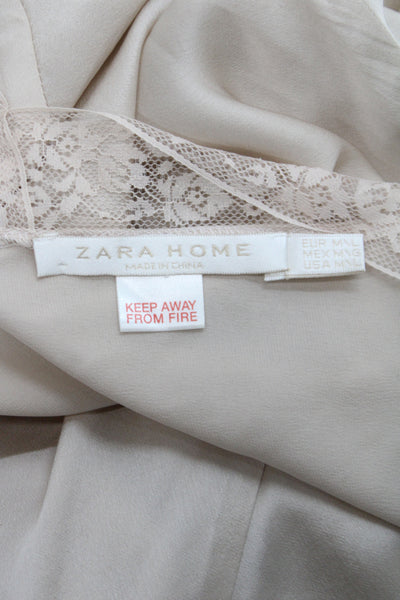 Zara Home Womens Silk Lace Trim V Neck Night Gown Pink Size Medium