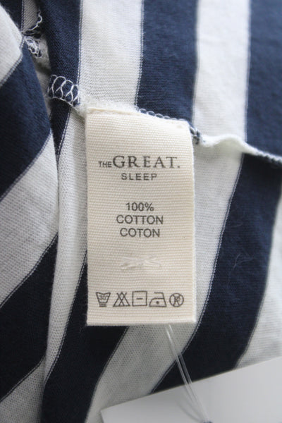 The Great Womens Striped Night Robe Navy Blue White Cotton Size One Size