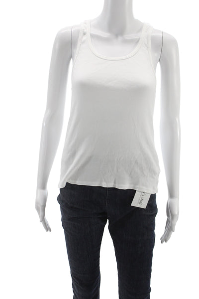 Nili Lotan Womens Basic Jersey Sleeveless Round Neck Cotton Tank White Size M