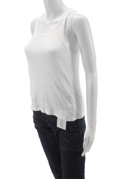 Nili Lotan Womens Basic Jersey Sleeveless Round Neck Cotton Tank White Size M