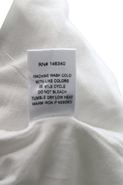 Amo Women Cropped Basic Cotton Crew Neck Sleeveless T-Shirt White Size L