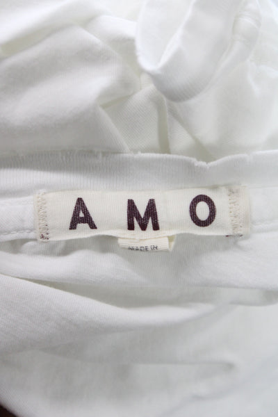 Amo Women Cropped Basic Cotton Crew Neck Sleeveless T-Shirt White Size L
