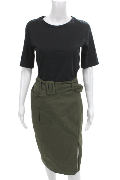 Zara Woman Women Cargo Straight Pencil Skirt Green Size M