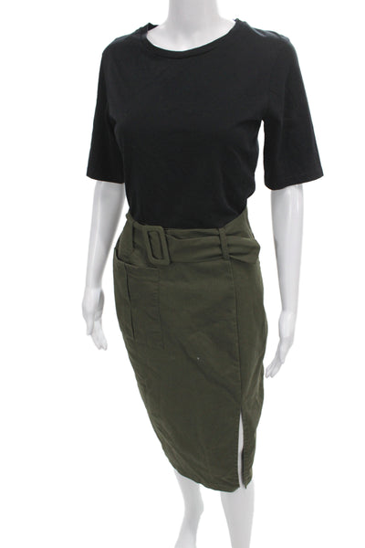 Zara Woman Women Cargo Straight Pencil Skirt Green Size M