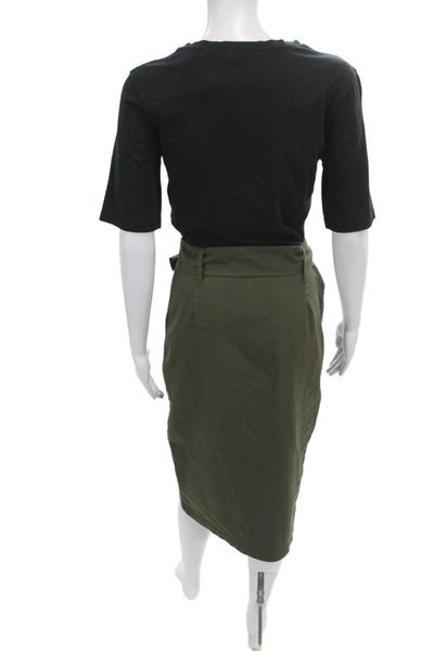 Zara Woman Women Cargo Straight Pencil Skirt Green Size M