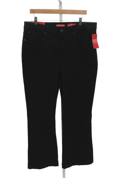 Spanx Womens Plus Black High Rise Pants Cotton Blend Button Front Size 20