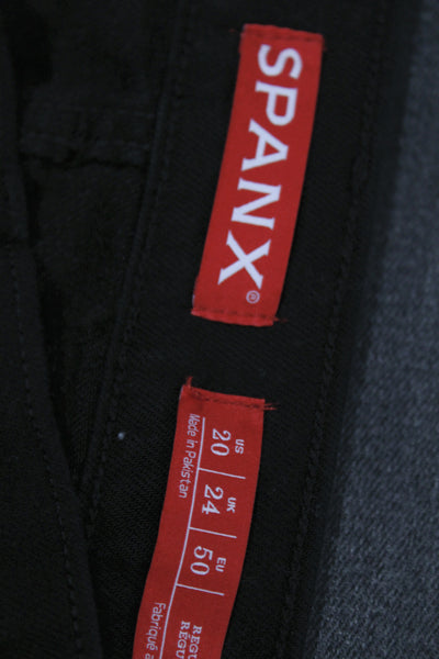 Spanx Womens Plus Black High Rise Pants Cotton Blend Button Front Size 20