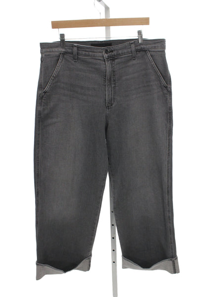 Joes Mens Cropped Wide Leg High Rise Dark Gray Jeans Size 34