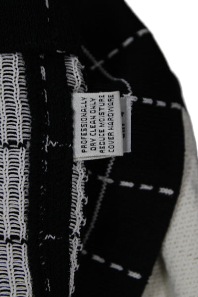 St John Collection Marie Gray Women Black Check Wool Blazer Long Sleeve Size 14