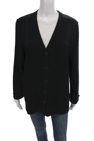 St. John Evening By Marie Gray Unisex Cardigan Black Wool Size 14