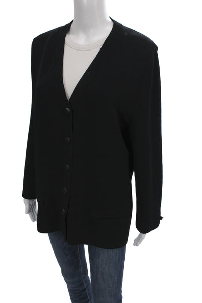 St. John Evening By Marie Gray Unisex Cardigan Black Wool Size 14