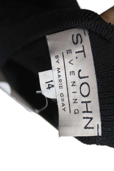 St. John Evening By Marie Gray Unisex Cardigan Black Wool Size 14
