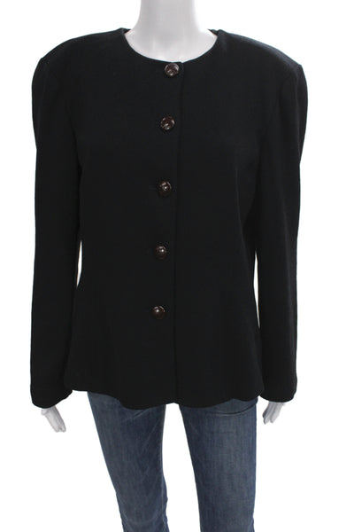 St. John Collection By Marie Gray Women Black Wool 80s Blazer Size 14