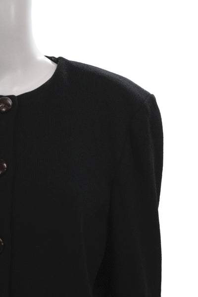 St. John Collection By Marie Gray Women Black Wool 80s Blazer Size 14