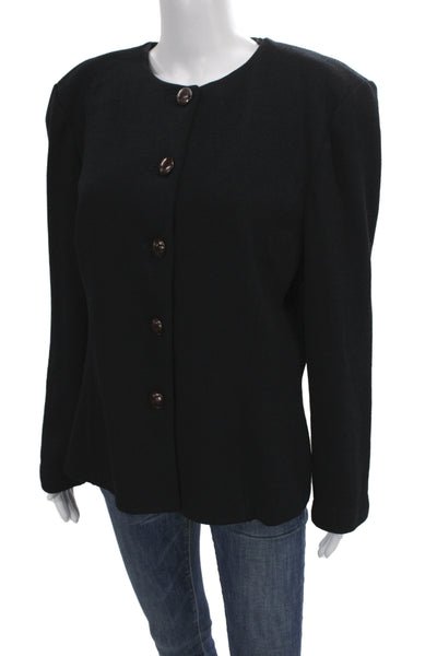 St. John Collection By Marie Gray Women Black Wool 80s Blazer Size 14