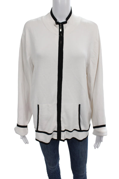 Coldwater Creek Womens Windbreaker White Mock Neck Zip Size XL