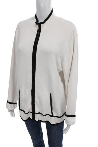 Coldwater Creek Womens Windbreaker White Mock Neck Zip Size XL