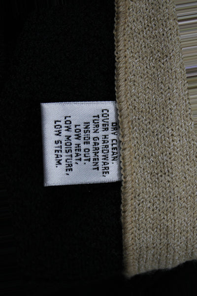 St. John Womens Pea Coat Black Wool Cotton Button Collared Designer Size 14