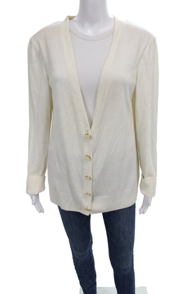 St. John Sport Unisex Cardigan White V-Neck Button Size L