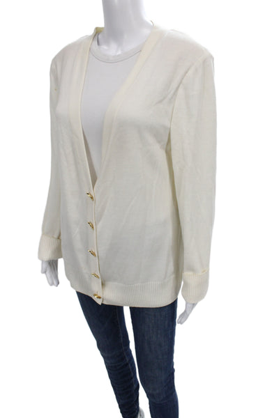 St. John Sport Unisex Cardigan White V-Neck Button Size L