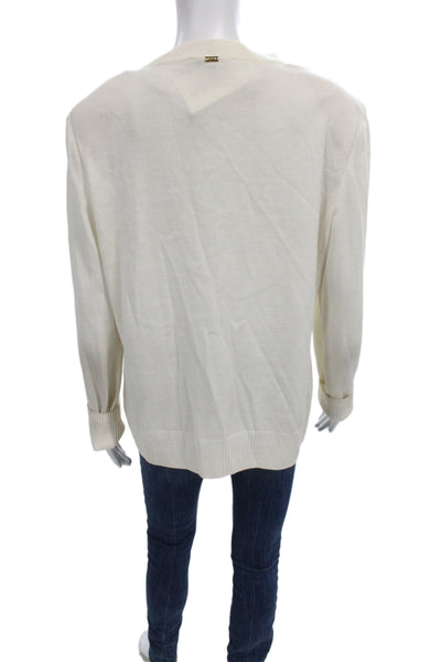 St. John Sport Unisex Cardigan White V-Neck Button Size L