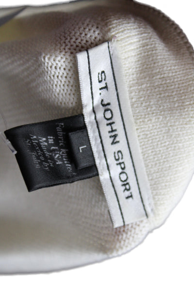 St. John Sport Unisex Cardigan White V-Neck Button Size L