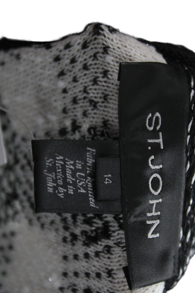 St. John Womens Black Checked 3/4 Sleeve Jacket Rayon Polyamide Size 14