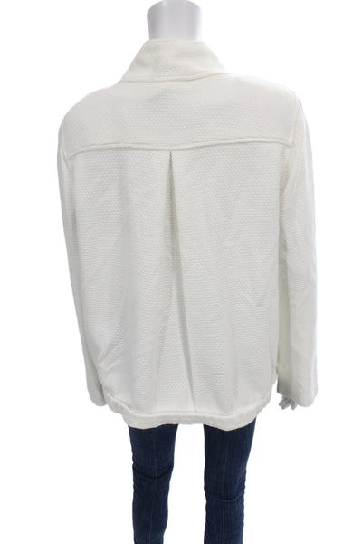 St. John Women Classic White Mock Neck Button Jacket Long Sleeve Size L