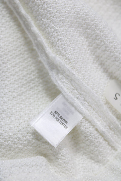 St. John Women Classic White Mock Neck Button Jacket Long Sleeve Size L