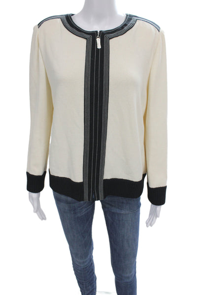 St. John Sport Unisex Beige Full Zip Cardigan Wool Rayon Size L