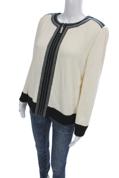 St. John Sport Unisex Beige Full Zip Cardigan Wool Rayon Size L