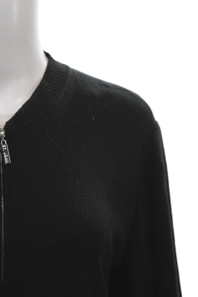St. John Sport Unisex Black Full Zip Cardigan Cotton Polyester Size L