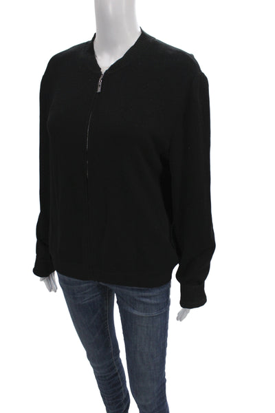 St. John Sport Unisex Black Full Zip Cardigan Cotton Polyester Size L