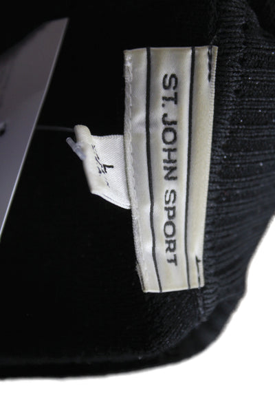 St. John Sport Unisex Black Full Zip Cardigan Cotton Polyester Size L