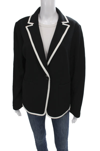 St. John Unisex Black Wool Rayon Blazer Collared Button Classic Size 14