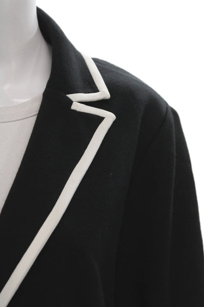 St. John Unisex Black Wool Rayon Blazer Collared Button Classic Size 14