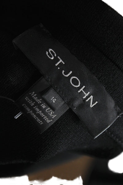 St. John Unisex Black Wool Rayon Blazer Collared Button Classic Size 14