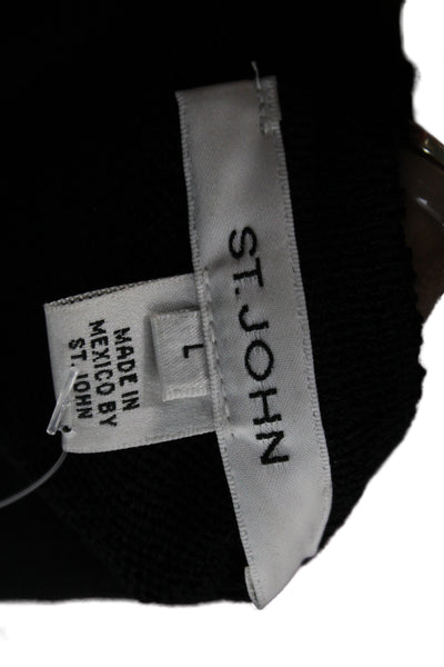 St. John Women Black Wool Blend Sleeveless Round Neck Tank Designer Size L