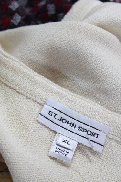 St. John Sport Women Basic Striped Beige Wool Crewneck Tank Size XL