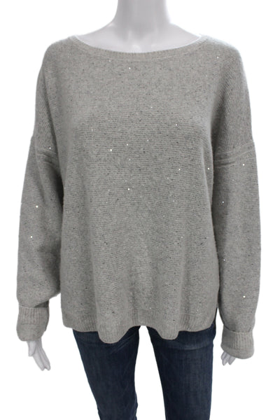St. John Unisex Gray Cotton Polyester Pullover Sweater Size L