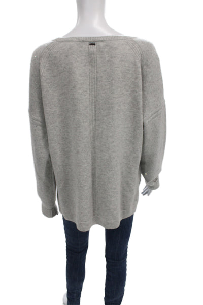 St. John Unisex Gray Cotton Polyester Pullover Sweater Size L