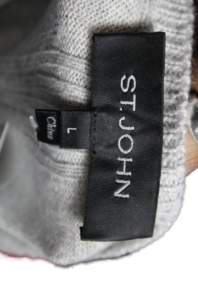 St. John Unisex Gray Cotton Polyester Pullover Sweater Size L