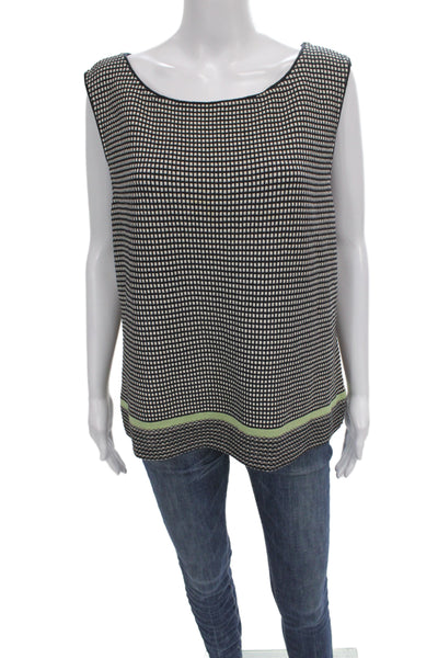 St John Sport Women Tunic Blouse Sleeveless Round Neck Black Wool Rayon Size XL