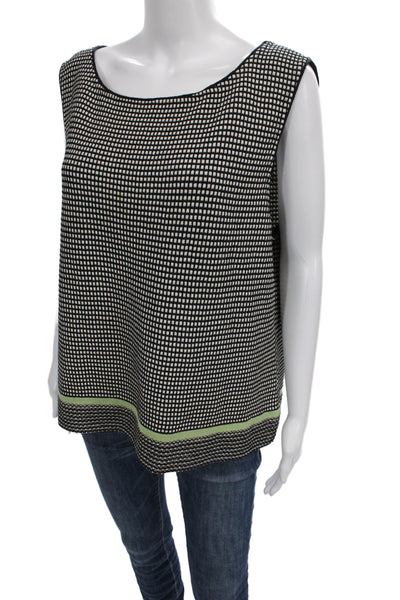 St John Sport Women Tunic Blouse Sleeveless Round Neck Black Wool Rayon Size XL