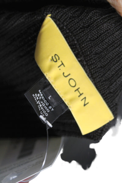 St. John Unisex Pullover Black Mock Neck 63% Wool 37% Rayon Size L