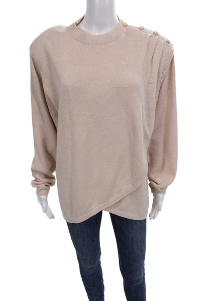 St. John By Marie Gray Unisex Pullover Sweater Beige Cotton Crew Neck Size 16