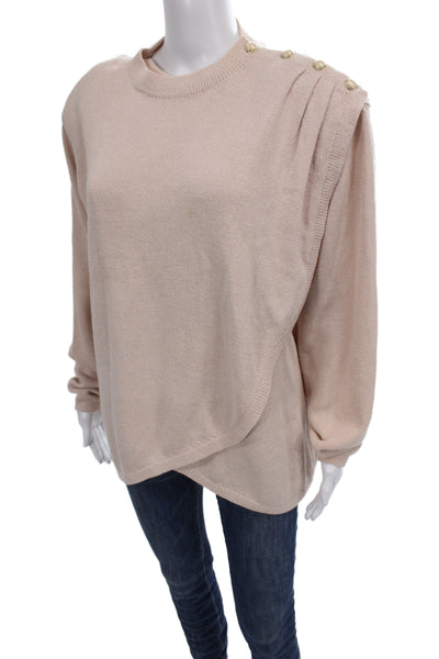 St. John By Marie Gray Unisex Pullover Sweater Beige Cotton Crew Neck Size 16